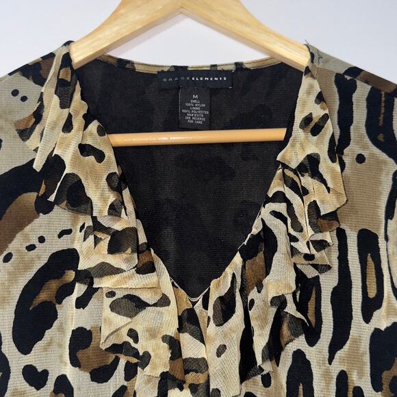 Grace elements leopard design blouse women’s size medium - Picture 4 of 7